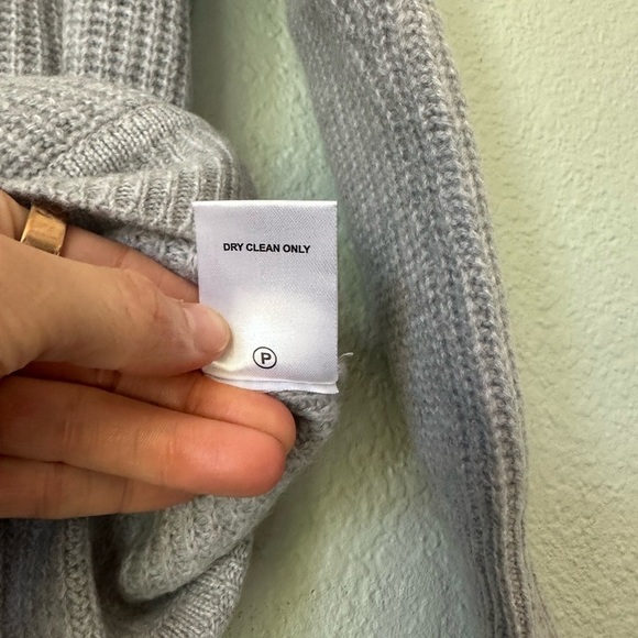 Revolve One Grey Day | Gray V-Neck Cashmere Wrap Sweater - Picture 6 of 7